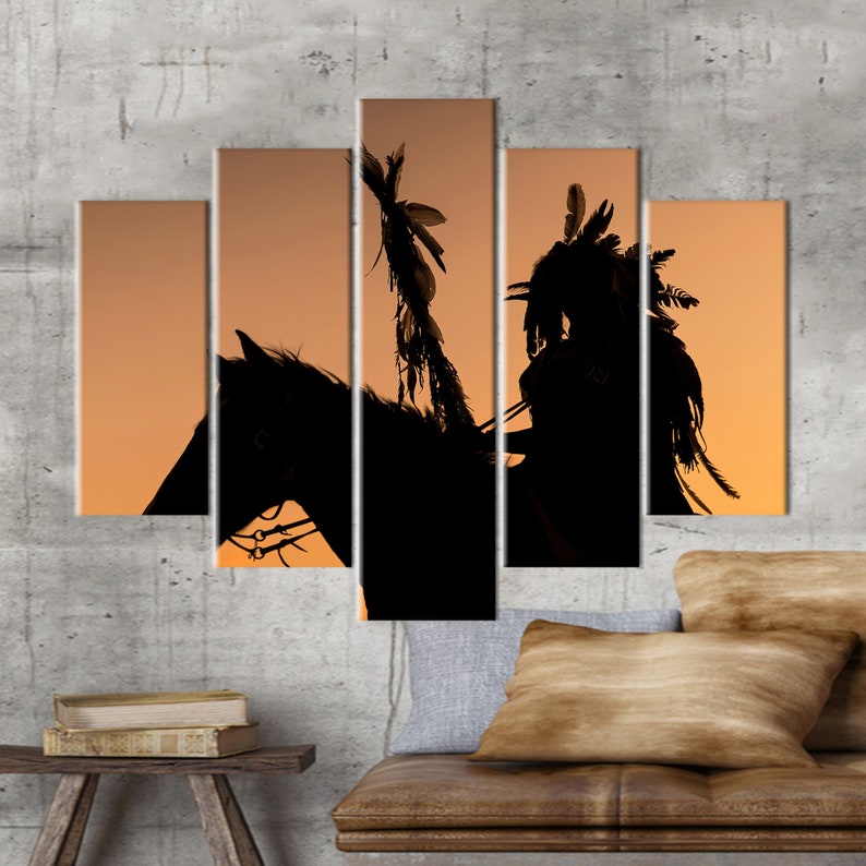 Native Woman Poster, American Woman Canvas, Indian Woman Artwork, Modern Canvas Art, Native American Art, Horse Canvas Art, image 5