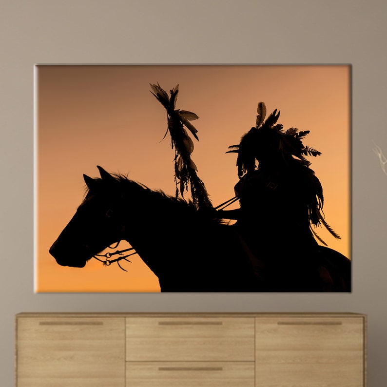 Native Woman Poster, American Woman Canvas, Indian Woman Artwork, Modern Canvas Art, Native American Art, Horse Canvas Art, image 1