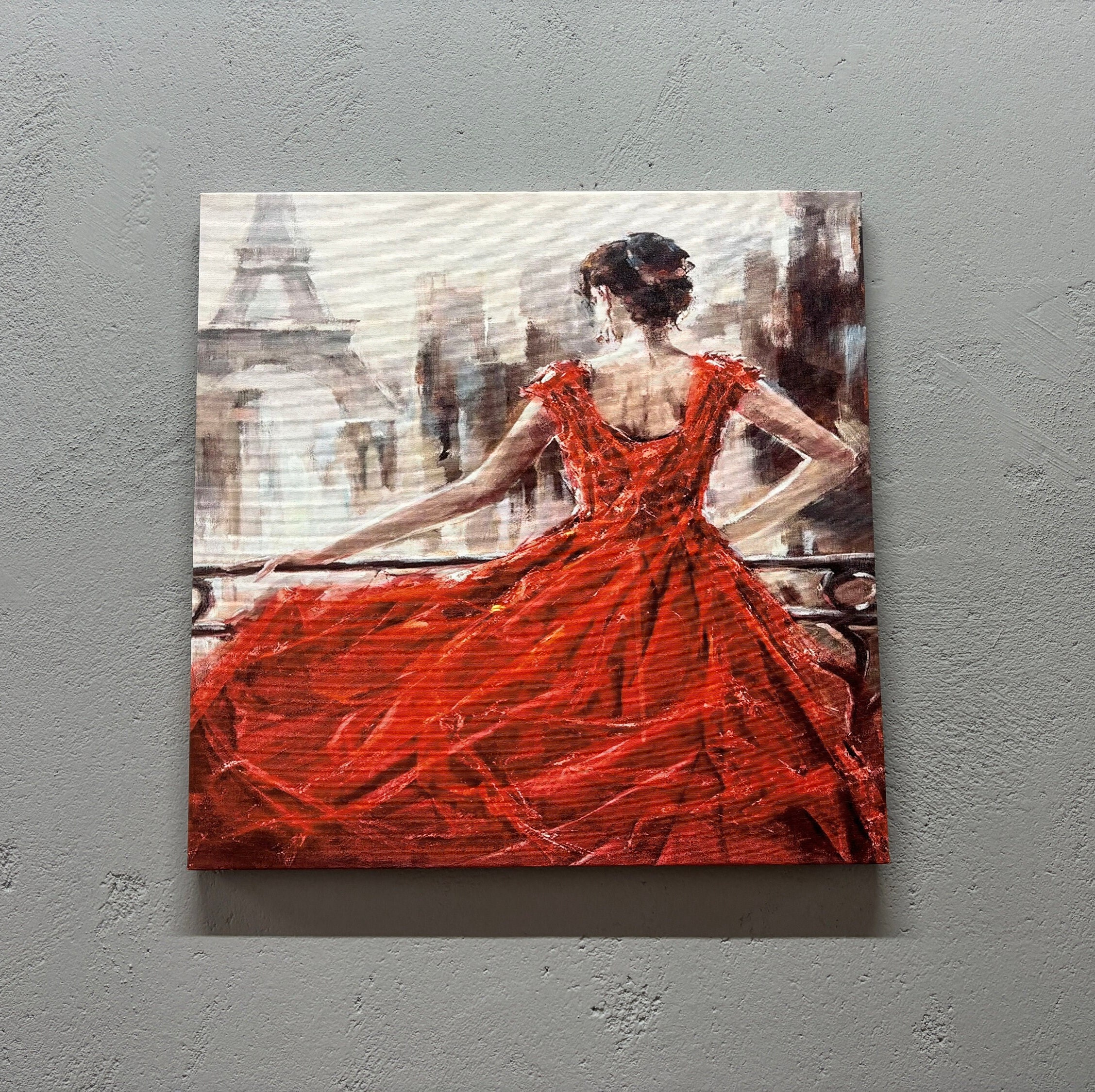 Woman in Paris Canvas Print: Abstract Red Dress Art - Etsy