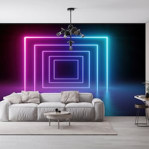 Carta da parati personalizzata, carta da parati astratta, murale chiaro al neon, carta da parati peel and stick, carta da parati moderna, carta da parati moderna,