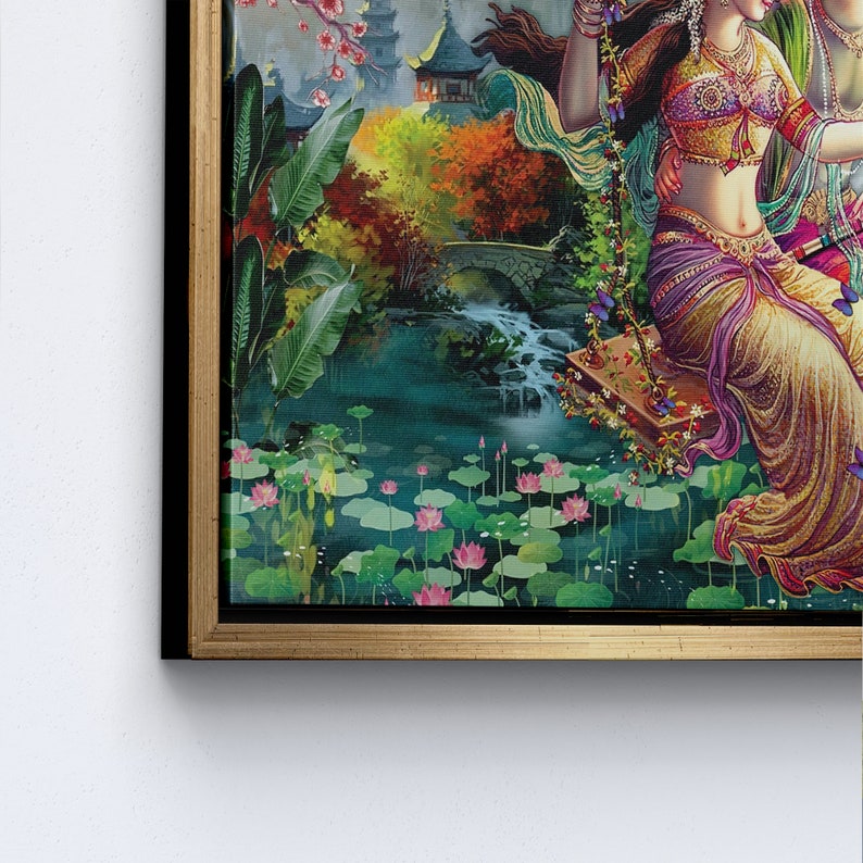Obraz Radhy Krishny, hinduski plakat z prezentem, sztuka ścienna Radhy Krishny, słynna sztuka ścienna, indyjska sztuka ścienna, reprodukcja dzieła sztuki, zdjęcie 8