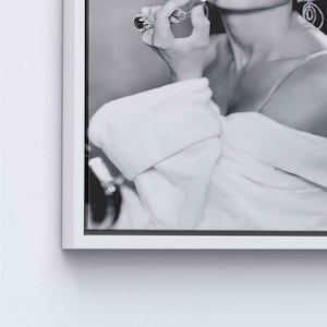 Hepburn Pink Lips Poster, Audrey Hepburn Printed, Audrey Poster, Lip Woman Printed, Iconic Canvas Art, Modern Canvas Art, White Framed
