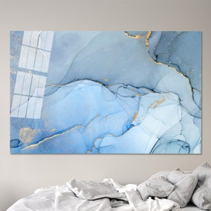 Abstract Glass, Glass Printing, Wall Decoration, , ContemporaryMarble Glass Wall, Gold Glass Wall Art, Wall Art, Shimmery Glass Wall,