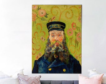 Large Wall Art, Canvas, Canvas Decor, Portrait of the Postman Joseph Roulin, Van Gogh 3D Canvas, Famous Art, Vincent van Gogh Canvas Print,