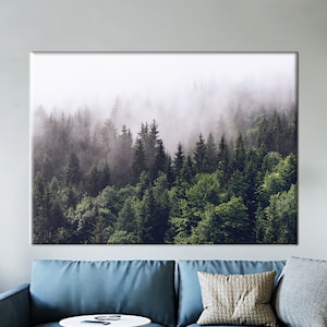 Misty Mountain View, Landscape Poster, View Poster, Forest Landscape Wall Decor, Forest Wall Decor, Nature Landscape Poster,