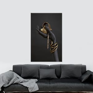 African Woman Gold Bracelet Canvas Print: Minimalist Fashion Art