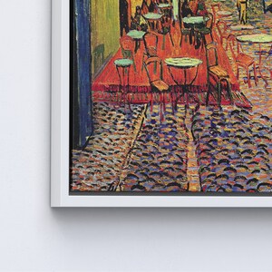 Cafe Terrace Night, Famous Art Canvas, Van Gogh Art, Reproduction Wall Decor, Cafe Landscape Art Canvas, Oil Painting Print, White Framed