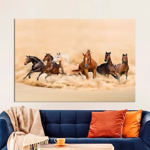 Arte de pared de granja, Póster de animales, Lienzo de caballos corriendo, Regalo para amantes de los caballos, Regalo de boda personalizado, Decoración de pared de caballos, Decoración de sala de estar,
