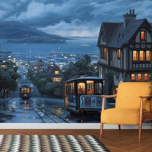 Papier peint paysage urbain Istanbul : décoration murale texturée autocollante