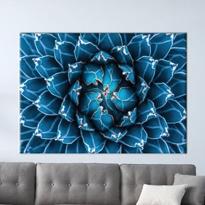 Kaktus, Florales Muster Poster, Naturmuster Wandkunst, Natürliche Texturen Kunst, Kaktus Kunst, Blume Leinwand Kunst, Marine blau bedruckt,