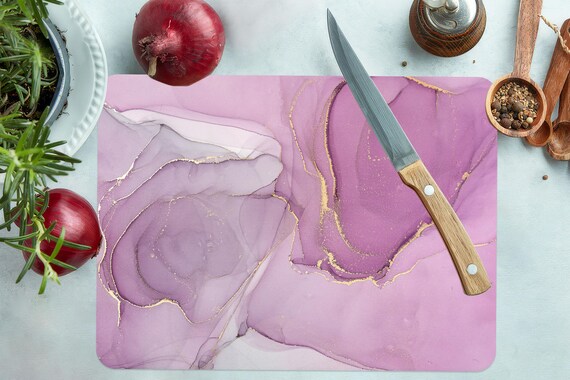 ピンク大理石強化ガラスカッティングボード：モダンなキッチン