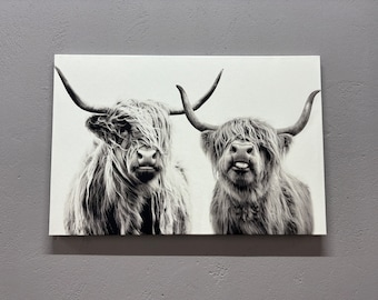 Custom Canvas, Highland Cow, Farmhouse Canvas Gift, Cow Wall Decor, Oversized Wall Art, Living Room Wall Art, Modern Canvas,