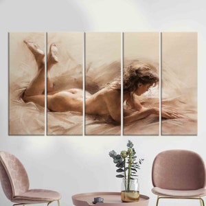 Sexy Woman Painting Print, Sensual Wall Art, Personalized Gifts, Gift for Him, Wall Art Canvas, Sexy Canvas Art, Erotic Canvas Print,Mature image 4