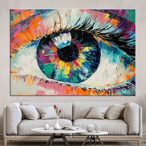Abstract Poster, Contemporary Canvas, Abstract Eye Art, Colorful Canvas, Modern Printed, Eye Canvas Art, Looking Eye Wall Art,