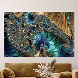 Wall Art, Abstract Fractal Canvas Gift, Modern Canvas Poster, Large Wall Art, Oversized Wall Art, Fractal, Fractal Canvas Gift,