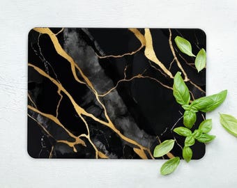 Black Marble Tempered Glass Cutting Board: Modern Kitchen Decor