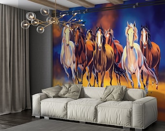 Wild Horses Wallpaper Mural: Peel and Stick, Textured Options