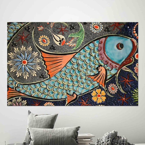 Mosaic Fish Canvas Print: 3D Animal Wall Art