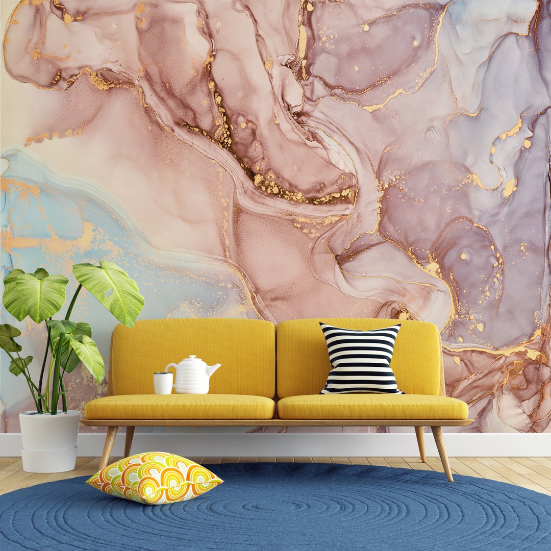 Custom Wall Papertrendy Marble Wall Posterwall Paper Peel Etsy