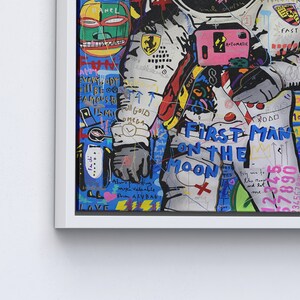 Banksy Astronauta, Graffiti su tela, Poster astronauta, Decorazione da parete per amanti degli astronauti, Banksy stampato, Arte murale con astronauta, immagine 3