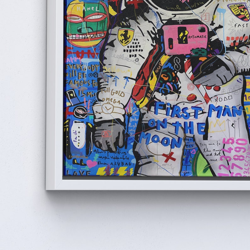 Banksy Astronauta, Graffiti su tela, Poster astronauta, Decorazione da parete per amanti degli astronauti, Banksy stampato, Arte murale con astronauta, immagine 3