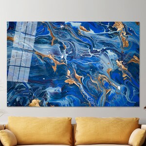 Wall Decoration, , Modern Glass, Wall Art, Luxury Wall Art, Contemporary Wall Decor, Blue Glass, Glass Art Gift, Abstract Glass,