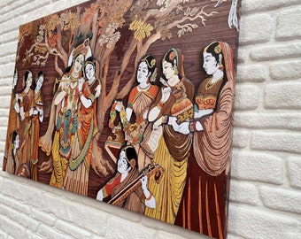 Deuses hindus Radha Krishna, impressão hindu, pôster indiano, pôster de deuses indianos, Radha Krishna impresso, tela de mulher Radha Krishna,