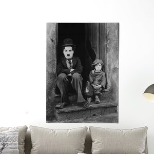 Arte murale su tela, Arte su tela, Tela, Charlie Chaplin con il bambino, Arte su tela del produttore, Modifica poster su tela, Opera d'arte del compositore,