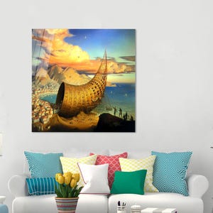 Kitchen Decor, Reproduction Tempered Glass, Vladimir Kush Glass, Surreal Wall Art, Abstract Glass Art, Wall Decoration, Framed Wall Art,