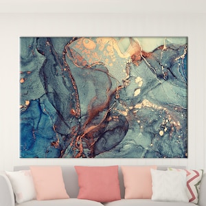 Grüner und blauer Marmor, Alcohol Ink Wanddekor, Marmor Poster, Luxus Marmor Wandkunst, Grüne Marmor Kunst, Moderne Wanddeko,
