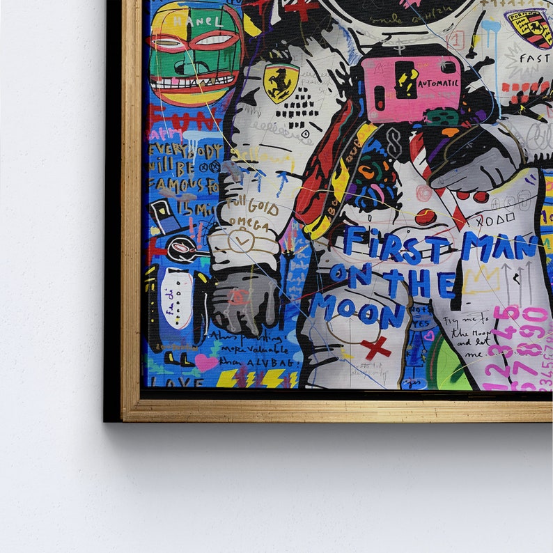 Banksy Astronauta, Graffiti su tela, Poster astronauta, Decorazione da parete per amanti degli astronauti, Banksy stampato, Arte murale con astronauta, immagine 5