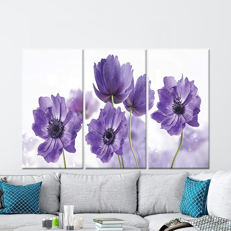 Wall Decor Canvas Wall Art Wall Art Purple Flower Purple Etsy
