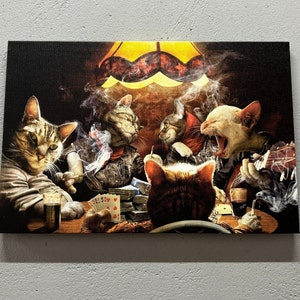 ウォールアートキャンバス、ポーカーゲームキャンバスポスター、抽象的なキャンバス、猫のキャンバスギフト、パーソナライズされたギフト、キャンバス装飾、モダンな壁装飾、