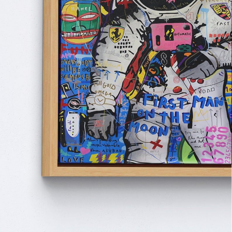 Banksy Astronauta, Graffiti su tela, Poster astronauta, Decorazione da parete per amanti degli astronauti, Banksy stampato, Arte murale con astronauta, immagine 6