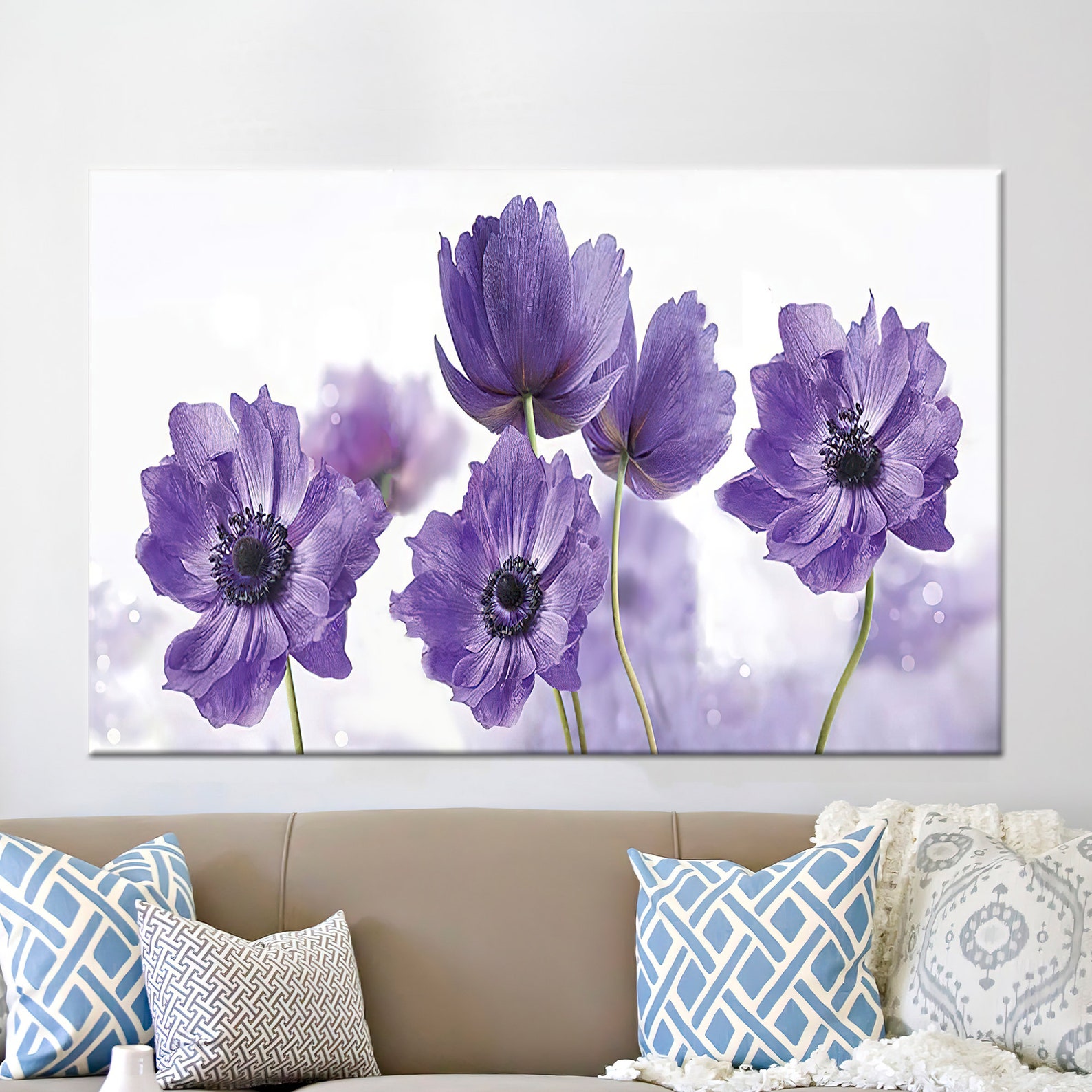 Wall Decor Canvas Wall Art Wall Art Purple Flower Purple Etsy