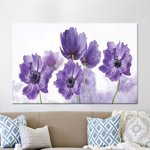 Wall Decor, Canvas Wall Art, Wall Art, Purple Flower, Purple Flower Canvas Gift, Abstract Art, Purple Canvas Gift, Modern Art Canvas,