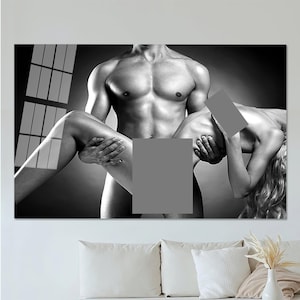 Moderne glazen muurkunst, muurschilderingen, foto naakt stel, naakte man gehard glas, aangepaste glasdrukkunst aan de muur, kunst aan de muur sexy vrouw, volwassen