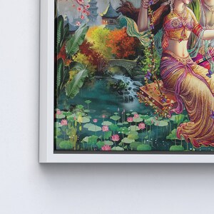 Obraz Radhy Krishny, hinduski plakat z prezentem, sztuka ścienna Radhy Krishny, słynna sztuka ścienna, indyjska sztuka ścienna, reprodukcja dzieła sztuki, 3P: White Framed