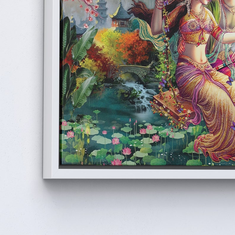 Obraz Radhy Krishny, hinduski plakat z prezentem, sztuka ścienna Radhy Krishny, słynna sztuka ścienna, indyjska sztuka ścienna, reprodukcja dzieła sztuki, 3P: White Framed