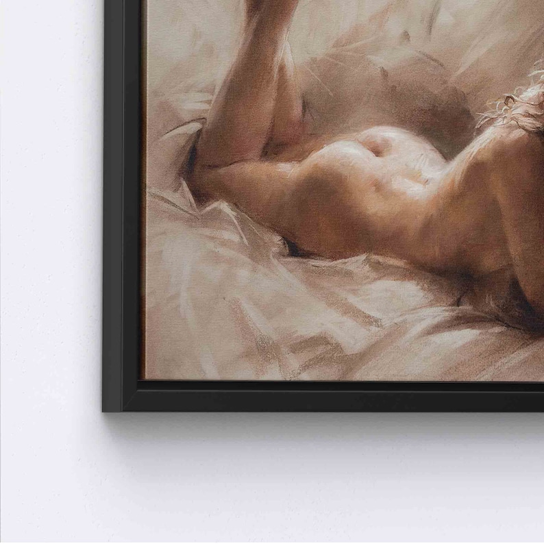 Sexy Woman Painting Print, Sensual Wall Art, Personalized Gifts, Gift for Him, Wall Art Canvas, Sexy Canvas Art, Erotic Canvas Print,Mature 3P: Black Framed