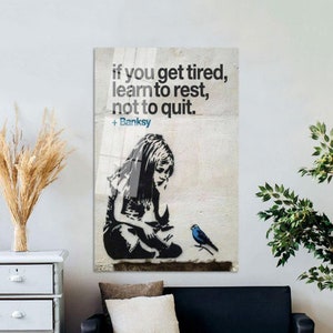 Banksy Tempered Glass Wall Art: Motivational Quote Decor