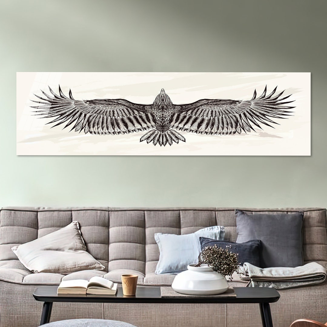 Condor Drawing Glass Art: Abstract Bird Wall Decor - Etsy