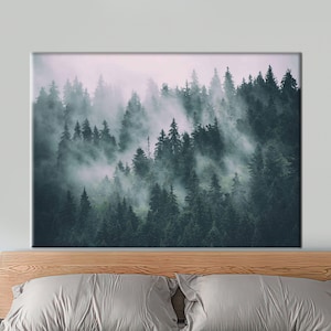 Forest Landscape Poster, View Poster, Mountain Landscape Art, Misty Mountain Art Canvas, Forest Art, Landscape Art,