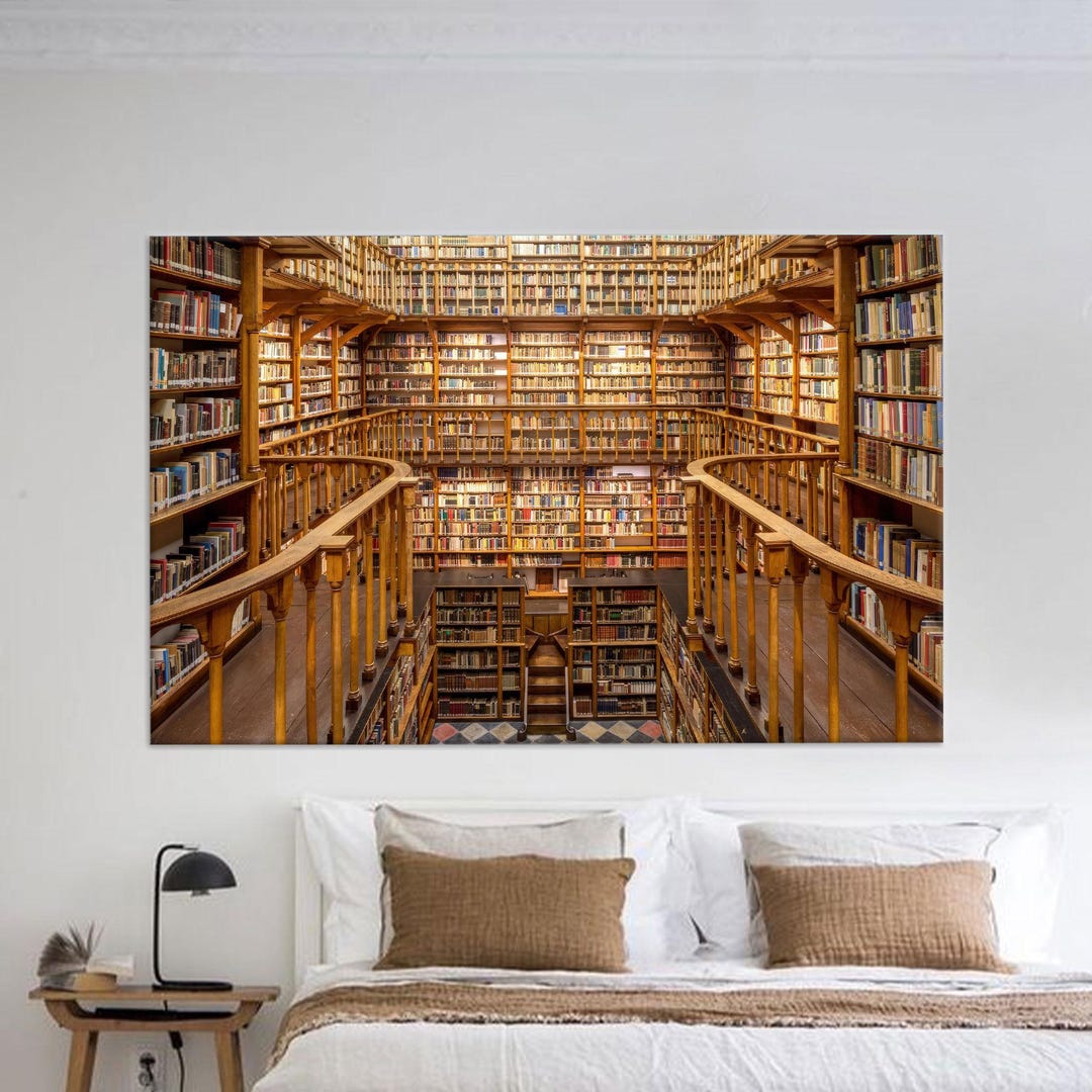 Library Canvas Print: Books Wall Art, Modern Decor - Etsy