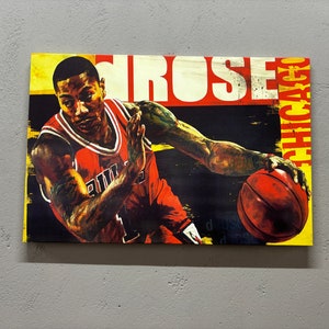 Cartel de Derrick Rose, obra de arte del jugador de baloncesto, cartel de la cueva del hombre, lienzo de arte de Derrick Rose, cartel de baloncesto, decoración de la pared del gimnasio,