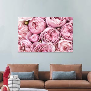 Kitchen Decor Art, Pink Canvas Poster, Decor Canvas, Floral Canvas Gift, Pink Flowers Art, Modern Artwork, Boho Wall Decor,