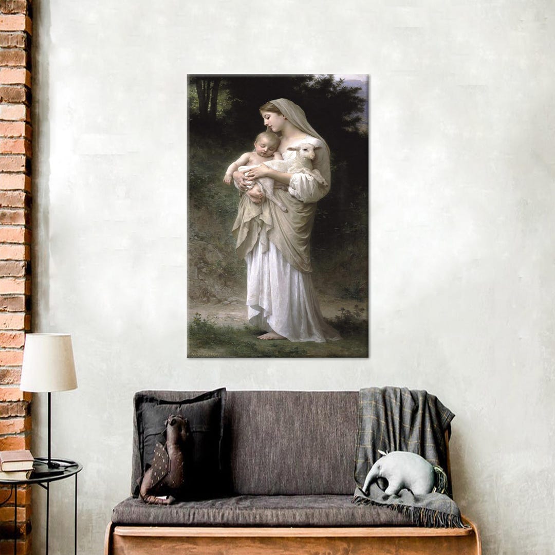 Virgin Mary Baby Jesus Lamb Canvas Print: Religious Wall Art - Etsy