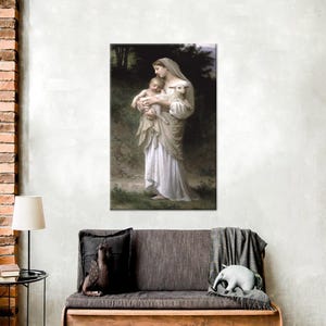 Unschuld Jungfrau Maria Baby Jesus Lamm Wandbehang, Jungfrau Leinwand Poster, Mary Kunst Leinwand, Reproduktion Kunstwerk,
