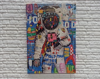 Banksy Astronaut, Graffiti Canvas, Astronaut Poster, Astronaut Lover Gift Wall Decor, Banksy Printed, Spaceman Wall Art,
