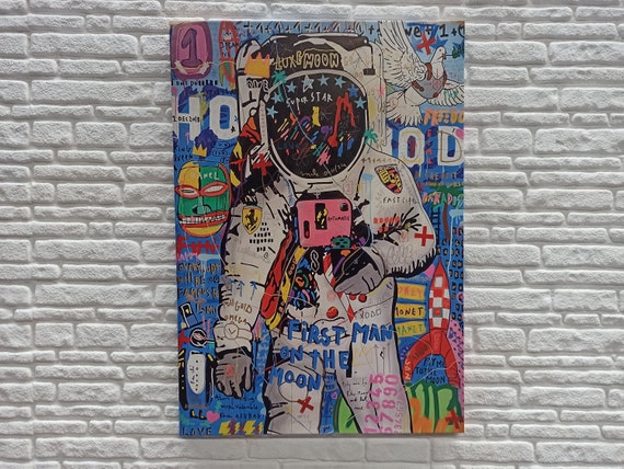 Banksy Astronaut, Graffiti Canvas, Astronaut Poster, Astronaut Lover Gift Wall Decor, Banksy Printed, Spaceman Wall Art,
